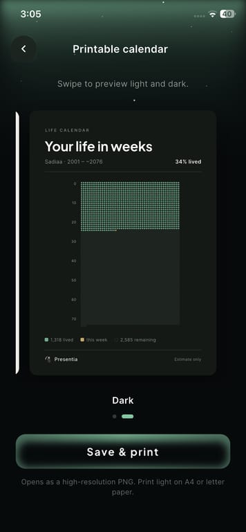 Presentia printable life calendar preview ready to save and print